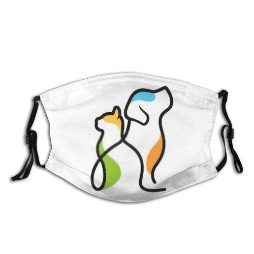 yanfind Abstract Company Isolated Emblem Cat Kitty Cute Clinic Mascot Shield Vet Dog Dust Washable Reusable Filter and Reusable Mouth Warm Windproof Cotton Face