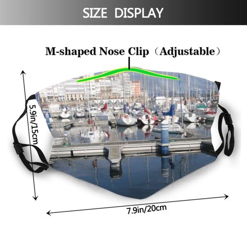 yanfind Marina Harbor Marina Boat Reflection Sky Vehicle Infrastructure Dock Boat Port Dust Washable Reusable Filter and Reusable Mouth Warm Windproof Cotton Face