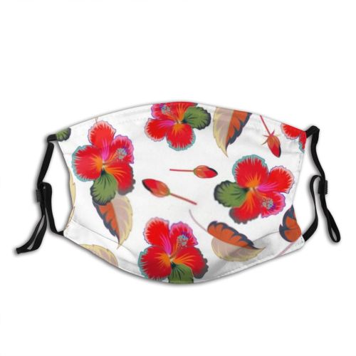 yanfind Garden Hawaiian Fashion Vacation Hawaii Seamless Trendy Summer Palm Fern Paradise Plumeria Dust Washable Reusable Filter and Reusable Mouth Warm Windproof Cotton Face