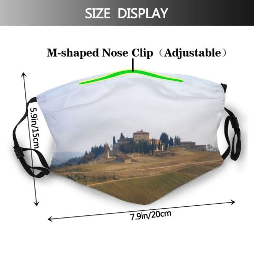 yanfind Field Vineyard Atmospheric Area Rural Sky Romantic Hill Grassland Tuscany Villa Countryside Dust Washable Reusable Filter and Reusable Mouth Warm Windproof Cotton Face