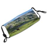 yanfind Idyllic Lake Daylight Farmland Field Beauty Cow Clouds Agriculture Relax Mountains Europe Dust Washable Reusable Filter and Reusable Mouth Warm Windproof Cotton Face