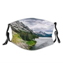 yanfind Lake Daylight Mother Mountain Beauty Rock Peaks Formations Tranquil River Scene Beautiful Dust Washable Reusable Filter and Reusable Mouth Warm Windproof Cotton Face