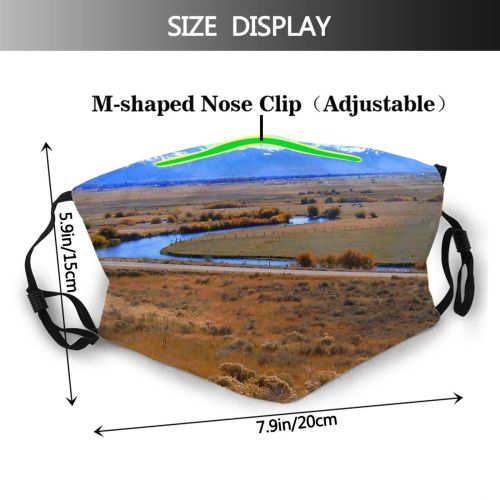 yanfind Steppe Rocky Creek Natural Autumn Wilderness Landscape Mountain Tundra Prairie Mountain Grassland Dust Washable Reusable Filter and Reusable Mouth Warm Windproof Cotton Face