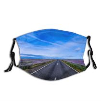 yanfind Idyllic Perspective Flora Field Road Lavenders Way Clouds Lavender Plants Tranquil Roadway Dust Washable Reusable Filter and Reusable Mouth Warm Windproof Cotton Face