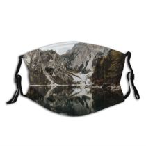 yanfind Idyllic Lake Calm Braies Tranquil Picturesque Scenery Mountains Rural Valley Trees Outdoors Dust Washable Reusable Filter and Reusable Mouth Warm Windproof Cotton Face