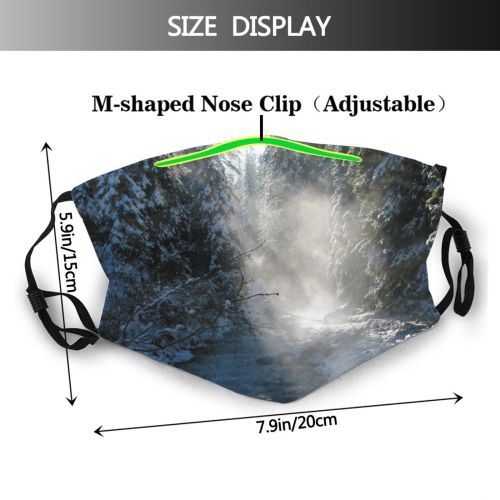 yanfind Winter Watercourse Landscape Sky Tree Ice Winter Natural Atmospheric Freezing Snow Snow Dust Washable Reusable Filter and Reusable Mouth Warm Windproof Cotton Face