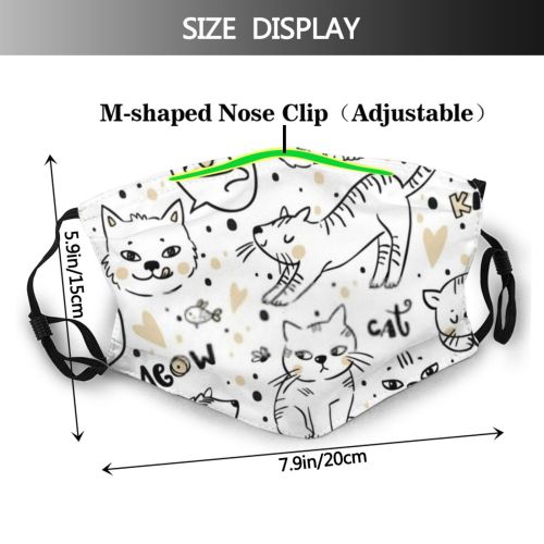 yanfind Lovely Young Handdrawn Cat Meow Cute Comic Mascot Friendly Seamless Muzzle Vet Dust Washable Reusable Filter and Reusable Mouth Warm Windproof Cotton Face