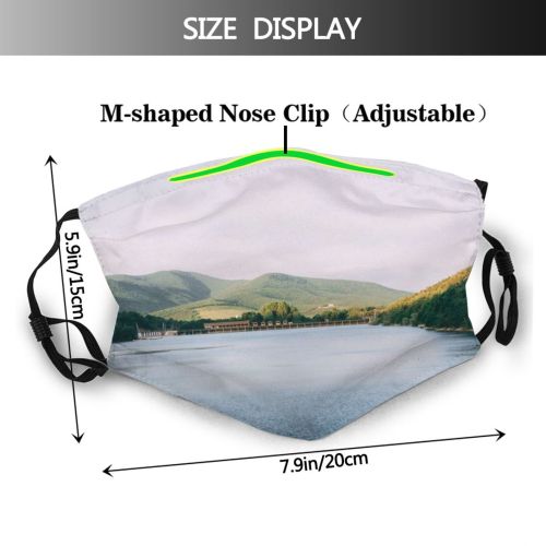 yanfind Idyllic Lake Mountain Daytime Tranquil Scenery Mountains Ripples Outdoors Trees Wilderness Sky Dust Washable Reusable Filter and Reusable Mouth Warm Windproof Cotton Face