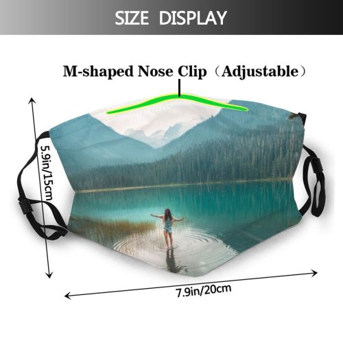 yanfind Lake Daylight Sight Scenery Mountains Outdoors Trees Sky Lakeside Rocks Woods Landscape Dust Washable Reusable Filter and Reusable Mouth Warm Windproof Cotton Face