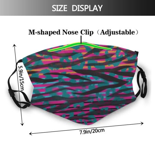 yanfind Abstract Safari Decor Fur Fashion Cat Colorful Skin Natural Wildlife Leopard Patterns Dust Washable Reusable Filter and Reusable Mouth Warm Windproof Cotton Face