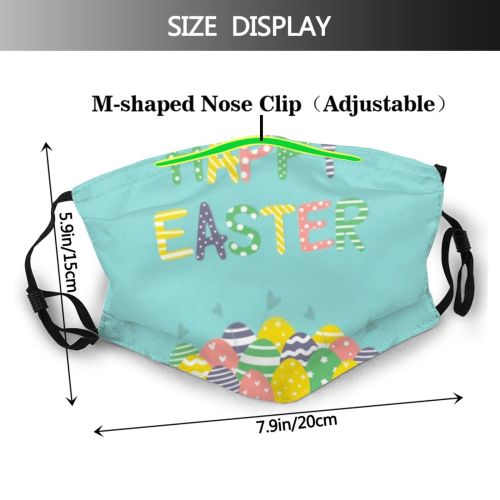 yanfind Calligraphy Stripes Bird Cute Easter Colorful Dots Font Rabbit Vintage Ornament Gift Dust Washable Reusable Filter and Reusable Mouth Warm Windproof Cotton Face