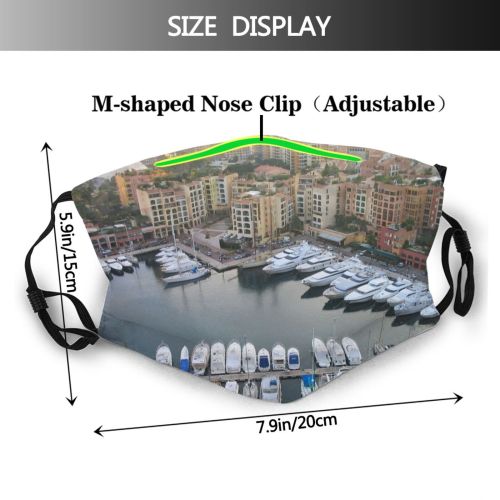yanfind Marina City Harbor Transportation Waterway Yacth Buildings Vehicle Bay Monaco Dock Boat Dust Washable Reusable Filter and Reusable Mouth Warm Windproof Cotton Face