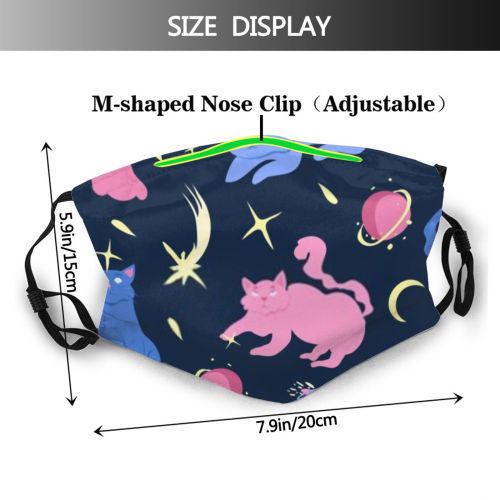 yanfind Packaging Unusual Peaceful Moon Childish Kawaii Cat Kitty Cute Bedding Futuristic Cosmic Dust Washable Reusable Filter and Reusable Mouth Warm Windproof Cotton Face