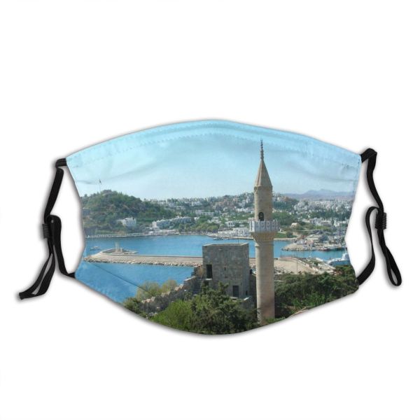 yanfind Steeple Hill Tower Port Coast Landscape Sea Sea Harbour Ship Coastal Bay Dust Washable Reusable Filter and Reusable Mouth Warm Windproof Cotton Face