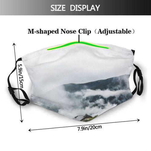 yanfind Idyllic Mountain Clouds Tranquil Scenery High Rural Highlands Misty Trees Outdoors Hazy Dust Washable Reusable Filter and Reusable Mouth Warm Windproof Cotton Face