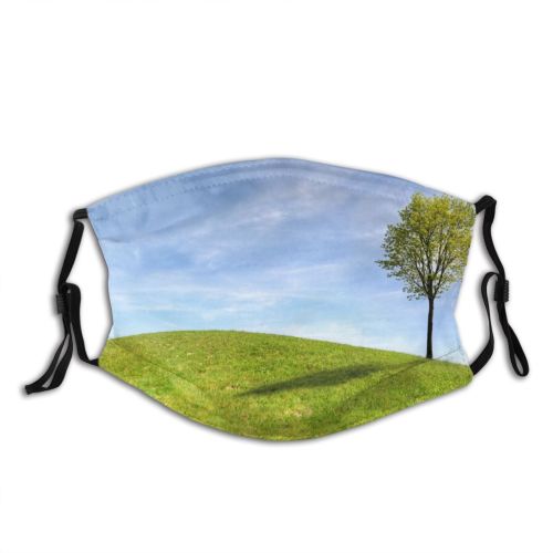 yanfind Idyllic Countryside Grass Rural Summer Landscape Lawn Scenic Horizon Outdoors Sky Grassland Dust Washable Reusable Filter and Reusable Mouth Warm Windproof Cotton Face