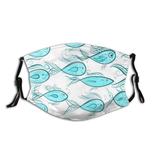 yanfind Abstract Isolated Smile Stylized Swirl Cute Seamless Tiled Doodle Ornament Design Art Dust Washable Reusable Filter and Reusable Mouth Warm Windproof Cotton Face