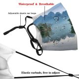 yanfind Idyllic Daylight Calm Canoe Clouds Tranquil River Scenery Mountains Trees Outdoors Peaceful Dust Washable Reusable Filter and Reusable Mouth Warm Windproof Cotton Face
