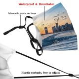 yanfind Dawn Ice Michigan America Frozen Sunrise Travel USA Illinois Chicago Destinations Lake Dust Washable Reusable Filter and Reusable Mouth Warm Windproof Cotton Face