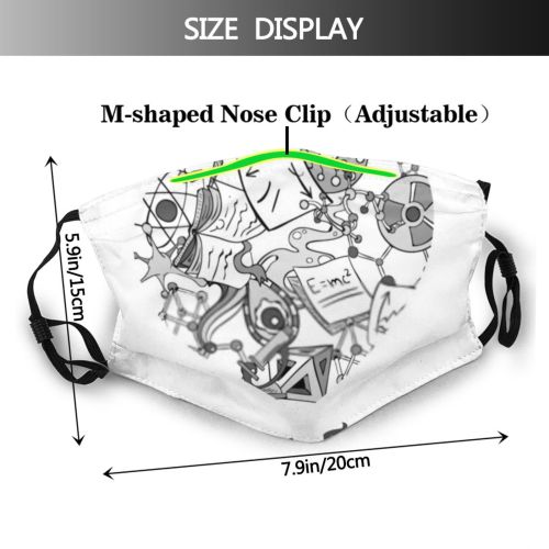 yanfind Comic Cute Nuclear Laboratory Microbe Radioactive Doodle Curly Power Dna Bacteria Twist Dust Washable Reusable Filter and Reusable Mouth Warm Windproof Cotton Face