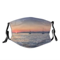 yanfind Idyllic Transportation Golden Sunset Croatia Dawn Watercrafts Tranquil Dramatic Scenery Mountains Sail Dust Washable Reusable Filter and Reusable Mouth Warm Windproof Cotton Face