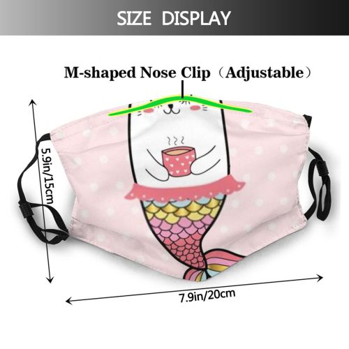 yanfind Isolated Smile Little Cat Mermaid Cute Doodle Summer Design Beautiful Sweet Pet Dust Washable Reusable Filter and Reusable Mouth Warm Windproof Cotton Face