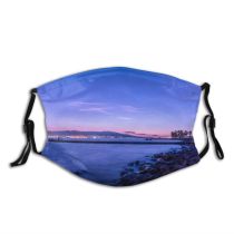 yanfind Jetty Idyllic Shore Oceanside Sunset Night Dawn Sea Beach Tranquil Scenery Dock Dust Washable Reusable Filter and Reusable Mouth Warm Windproof Cotton Face