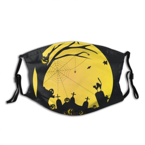 yanfind Horror Moon Mystic Road Halloween Witchcraft Cat Graveyard Pagan Grave Night Lantern Dust Washable Reusable Filter and Reusable Mouth Warm Windproof Cotton Face