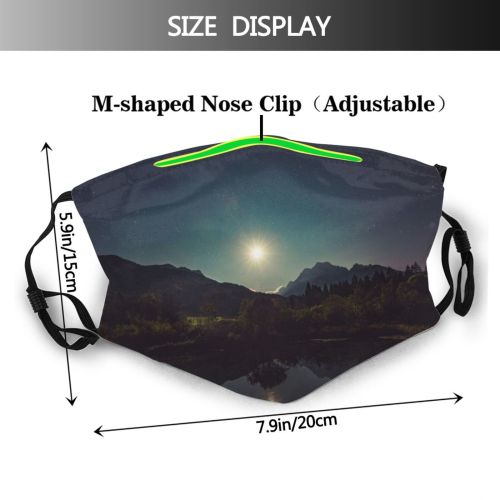 yanfind Lake Reflections Evening Night Dawn Stars Mountain Forest Scenery Mountains Peak Beautiful Dust Washable Reusable Filter and Reusable Mouth Warm Windproof Cotton Face