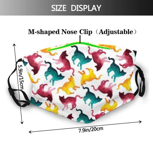 yanfind Abstract Isolated Decor Fashion Cat Cute Stylish Grey Colorful Seamless Popular Design Dust Washable Reusable Filter and Reusable Mouth Warm Windproof Cotton Face