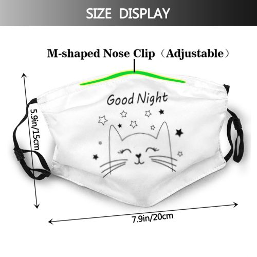 yanfind Abstract Calligraphy Smile Typographic Calligraphic Meow Cat Kitty Little Night Baby Design Dust Washable Reusable Filter and Reusable Mouth Warm Windproof Cotton Face