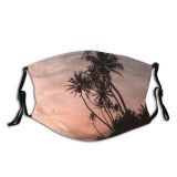 yanfind Idyllic Sunset Evening Exotic Dawn Beach Palm Outdoor Trees Outdoors Dusk Coconut Dust Washable Reusable Filter and Reusable Mouth Warm Windproof Cotton Face