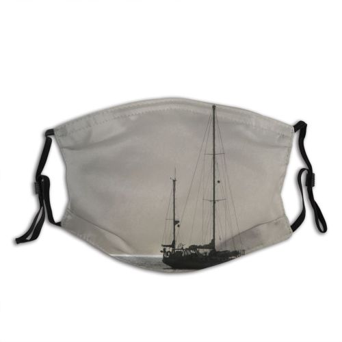 yanfind Vehicle Sailboat Calm Solitude Atmospheric Sail Boat Ship Morro Bay Watercraft Ocean Dust Washable Reusable Filter and Reusable Mouth Warm Windproof Cotton Face