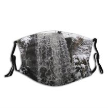 yanfind Winter Watercourse Resources Waterfall Tree Ice Ice Branch Winter Freezing Snow Waterfall Dust Washable Reusable Filter and Reusable Mouth Warm Windproof Cotton Face