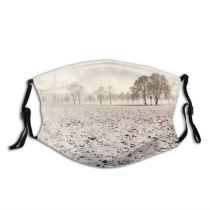 yanfind Row Mist Frozen Fields Snowy Morning Winter Natural Atmospheric Misty Fog Landscape Dust Washable Reusable Filter and Reusable Mouth Warm Windproof Cotton Face