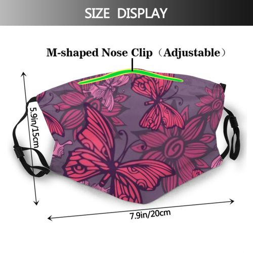 yanfind Abstract Butterfly Decor Fashion Cute Insect Seamless Handwriting Elegance Curvy Fashionable Endless Dust Washable Reusable Filter and Reusable Mouth Warm Windproof Cotton Face