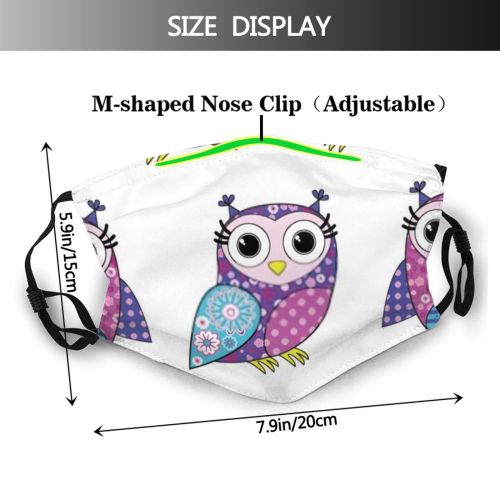 yanfind Bird Cute Flying Imagery Colorful Seamless Cheerful Feathery Owlet Eyed Eagle Predator Dust Washable Reusable Filter and Reusable Mouth Warm Windproof Cotton Face
