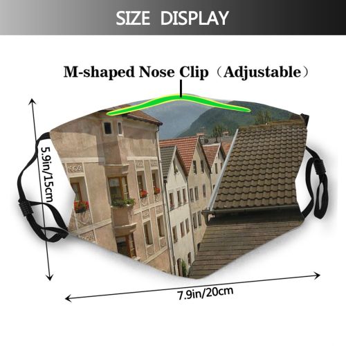 yanfind Wall Building Tourism Town Roof Italy Tree Facade Vacation City Glurns Architecture Dust Washable Reusable Filter and Reusable Mouth Warm Windproof Cotton Face
