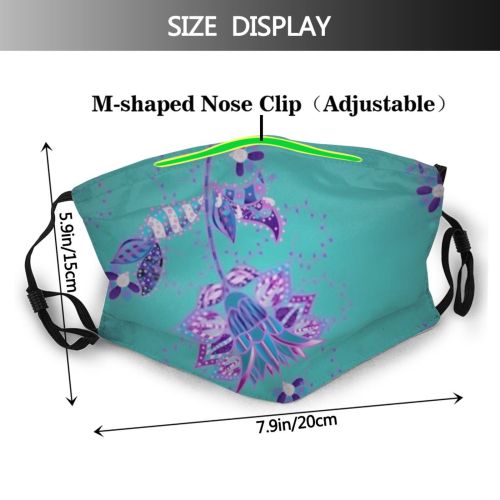 yanfind Abstract Garden Decor Fashion Flora Gradient Cute Seamless Colorful Summer Vintage Ornament Dust Washable Reusable Filter and Reusable Mouth Warm Windproof Cotton Face