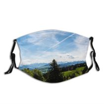 yanfind Idyllic Trail Pine Mountain Forest Clouds Scenery Mountains Grass Highlands Valley Trees Dust Washable Reusable Filter and Reusable Mouth Warm Windproof Cotton Face