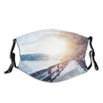 yanfind Dawn Public Ice Frost Capital Wood Sunset Cities Landscape Arctic Frozen Solitude Dust Washable Reusable Filter and Reusable Mouth Warm Windproof Cotton Face