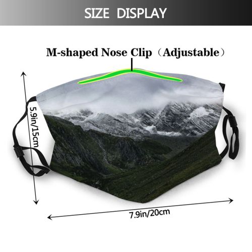 yanfind Ice Glacier Daylight Hike Dawn Mountain Gloomy Rock Clouds Climb River High Dust Washable Reusable Filter and Reusable Mouth Warm Windproof Cotton Face