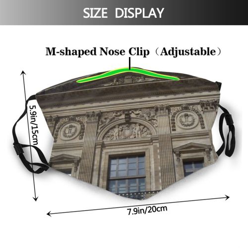 yanfind Landmark Building Paris Arch Window Carving Symmetry Architecture Facade Classical Stone Architecture Dust Washable Reusable Filter and Reusable Mouth Warm Windproof Cotton Face
