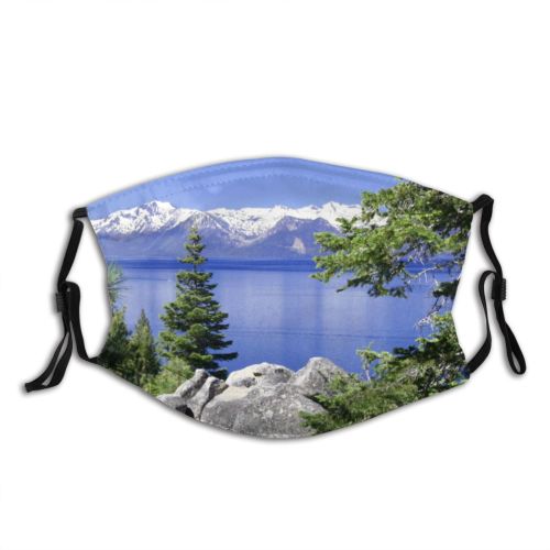 yanfind Outdoors Wilderness Tree Mountains Mountainous Tahoe Mountain Lake Landforms Landscape Lake Natural Dust Washable Reusable Filter and Reusable Mouth Warm Windproof Cotton Face