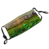 yanfind Idyllic Farm Sunglare Sunset Field Clouds Agriculture Sunbeam Mountains Sun Country Rural Dust Washable Reusable Filter and Reusable Mouth Warm Windproof Cotton Face