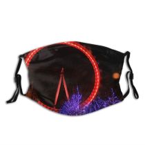 yanfind Night Tourist Area Lights Neon Night London Movement Britain Attraction Metropolitan England Dust Washable Reusable Filter and Reusable Mouth Warm Windproof Cotton Face