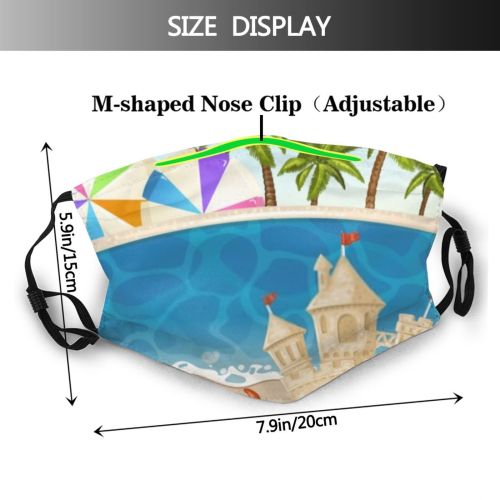 yanfind Castle Architecture Fun Sunbeam Vacation Shore Beach Sand Sculpture Seascape Fortress Waves Dust Washable Reusable Filter and Reusable Mouth Warm Windproof Cotton Face