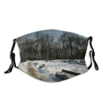 yanfind Winter Winter Geological Sky Ice Snow Warsaw Landscapes Bench Tree Frost Park Dust Washable Reusable Filter and Reusable Mouth Warm Windproof Cotton Face