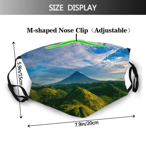 yanfind Idyllic Mountain Clouds Tranquil Scenery Beautiful Leaves Grass Trees Hills Outdoors Wilderness Dust Washable Reusable Filter and Reusable Mouth Warm Windproof Cotton Face