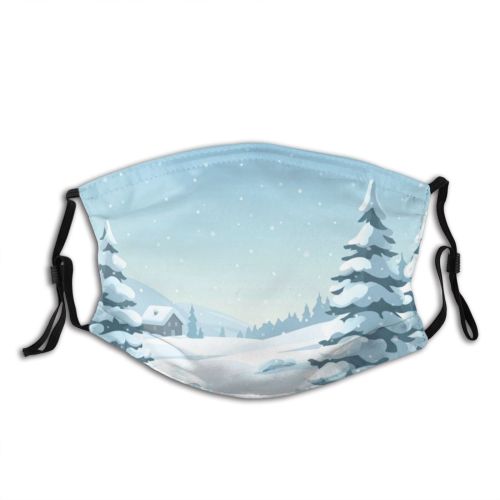 yanfind Hill Landscape Coniferous Tranquility Austria Rural Tree Scene Shack Snow Forest Fir Dust Washable Reusable Filter and Reusable Mouth Warm Windproof Cotton Face